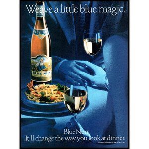 1987 Blue Nun White Wine Vintage Print Ad Italian Dinner Date Wall Art Photo